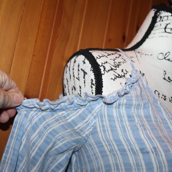 ZARA Basic Blue Wrap Cold Shoulder Wide Leg Romper Size M - Picture 4 of 8